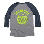 Neon Lime Logo&nbsp;Ft&Bk Shirts & Sweatshirts, a Vintage Navy and Premium Heather 3/4 Sleeve Baseball Tee (back-view)
