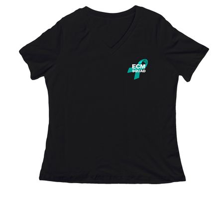 ECM Squad Shirts, a Black Women's Relaxed V-Neck Tee