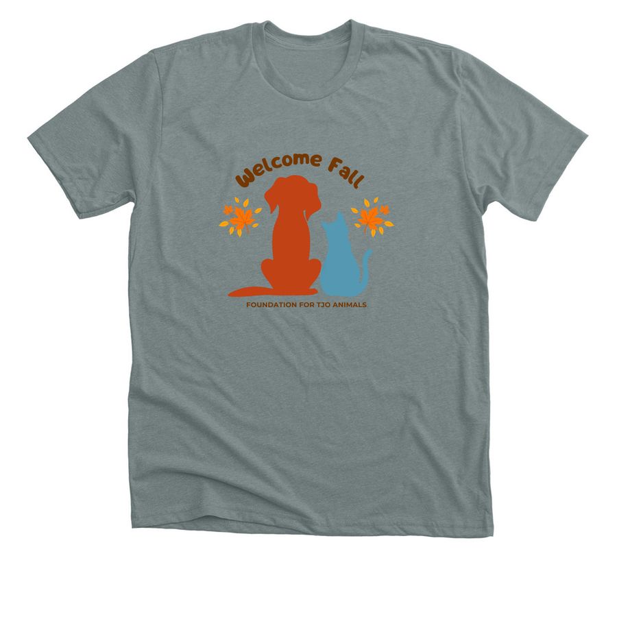 Welcome Fall, a Heather Blue Storm Premium Unisex Tee