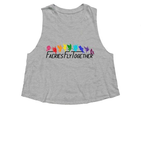 Faeries Fly Together, a Athletic Heather Women's Cropped Racerback Tank