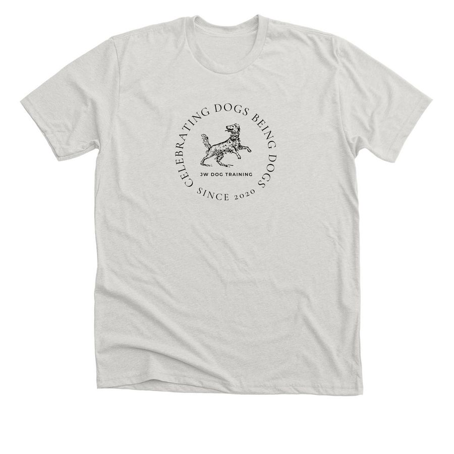 Celebrating Dogs: JW's Signature Design, a Heather Cement Premium Unisex Tee