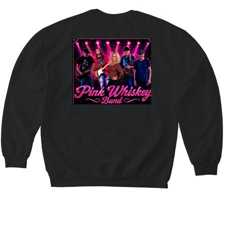 Pink Whiskey Band, a Black Softstyle Crewneck Sweatshirt