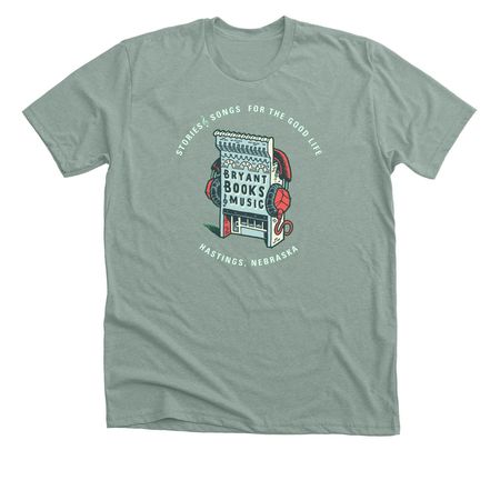 Bryant Books & Music Apparel, a Heather Sage Premium Unisex Tee