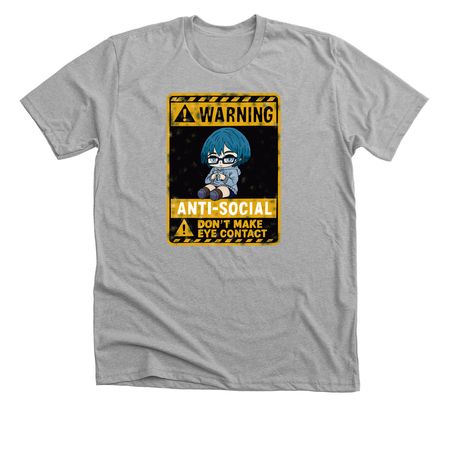 WARNING ANTI-SOCIAL, a Athletic Heather Premium Unisex Tee