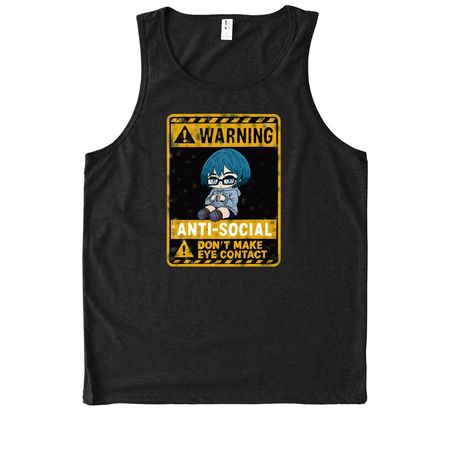 WARNING ANTI-SOCIAL, a Deep Black Allmade Eco Triblend Tank