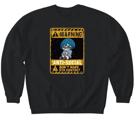 WARNING ANTI-SOCIAL, a Black Softstyle Crewneck Sweatshirt