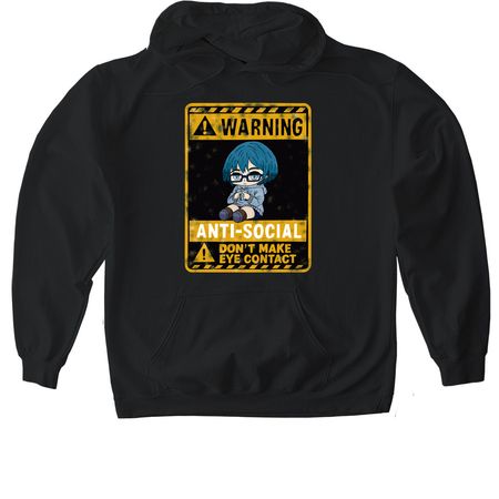 WARNING ANTI-SOCIAL, a Black Gildan Softstyle Pullover Hoodie