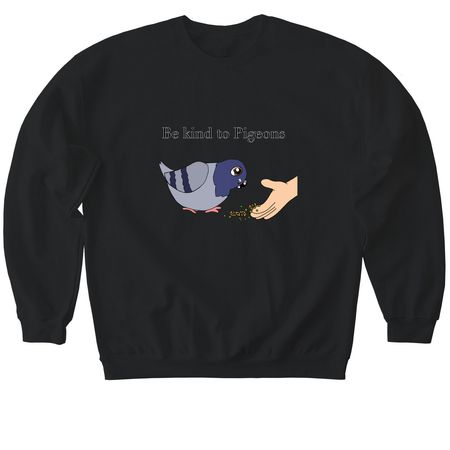 Be kind to pigeon&nbsp;, a Black Softstyle Crewneck Sweatshirt