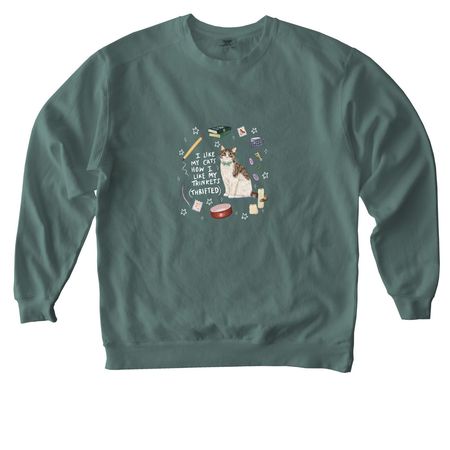 Thrifted Trinkets - Brown Tabby, a Blue Spruce Comfort Colors Crewneck Sweatshirt