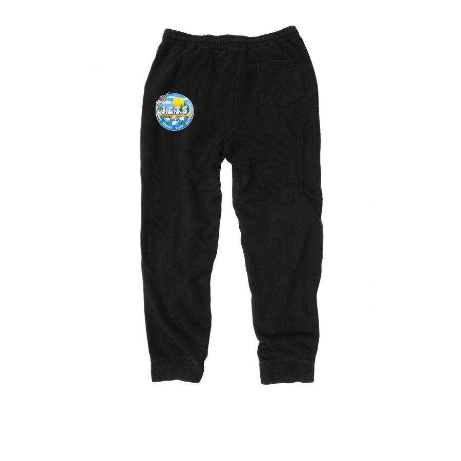 Just Enjoy These Sweats, a Black Midweight Fleece Joggers (back-view)