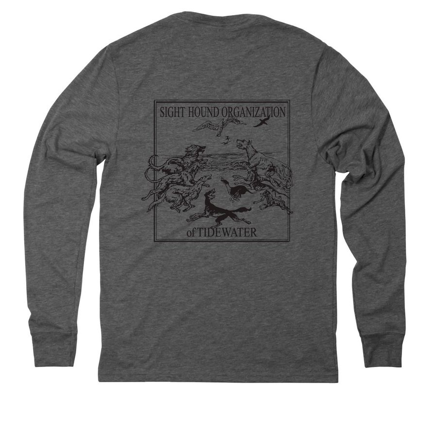 SHOT Black and White Logo, a Aluminum Grey Allmade Eco Triblend Long Sleeve Tee (back-view)
