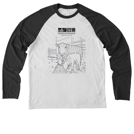Sheep Supporter at CI, a Space Black/ Bright White Allmade Eco Triblend Colorblock Raglan Long Sleeve Tee