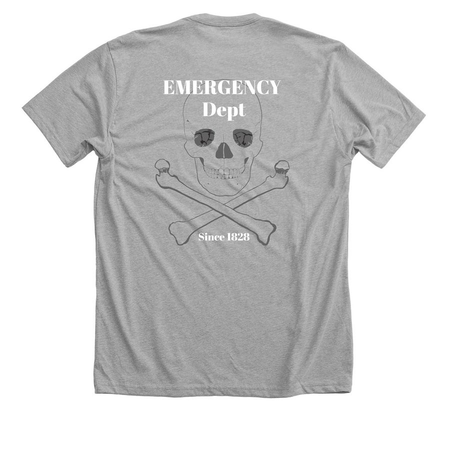 MCG ED Skull and Bones, a Athletic Heather Premium Unisex Tee (back-view)