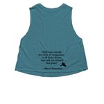 Devotion Conservancy&nbsp;, a Heather Deep Teal Women's Cropped Racerback Tank (back-view)