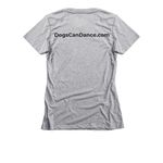 Dogs Can Dance 2026, a Dark Heather Grey Women's Slim Fit Tee (back-view)