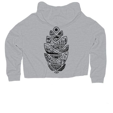 Ecosystems of Puget Sound, a Grey Heather Women?s Lightweight Cropped Hoodie