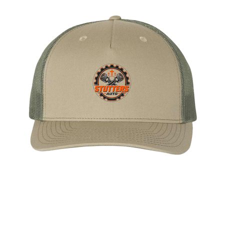 Stay cool!, a Pale Khaki/ Loden Green Printed Five-Panel Trucker Cap