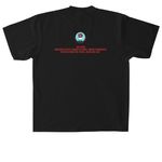 Red Dress Design by Dustin Newman, a Black Heavyweight Garment Dye Tee (back-view)