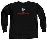 Red Dress Design by Dustin Newman, a Black Comfort Colors Long Sleeve Tee (back-view)