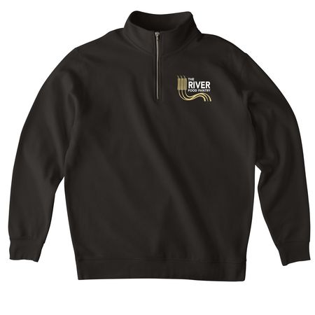 The River Logo - Zip Ups, a Black Midweight Quarter Zip Pullover