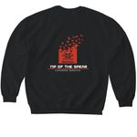 red logo basic shirts front and back&nbsp;, a Black Softstyle Crewneck Sweatshirt (back-view)