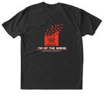 red logo basic shirts front and back&nbsp;, a Vintage Black Triblend Unisex Tee (back-view)