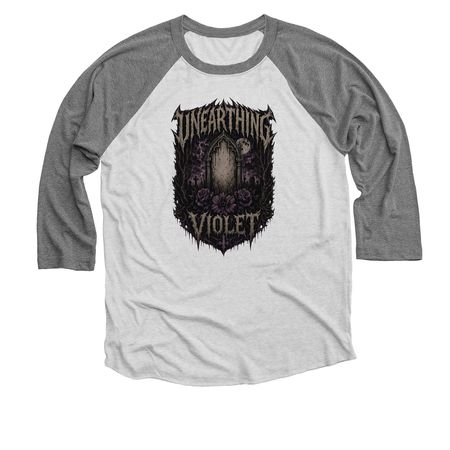 Metal, a Premium Heather and Heather White 3/4 Sleeve Baseball Tee