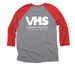 Wet Kisses&nbsp;, a Red and Premium Heather 3/4 Sleeve Baseball Tee (back-view)