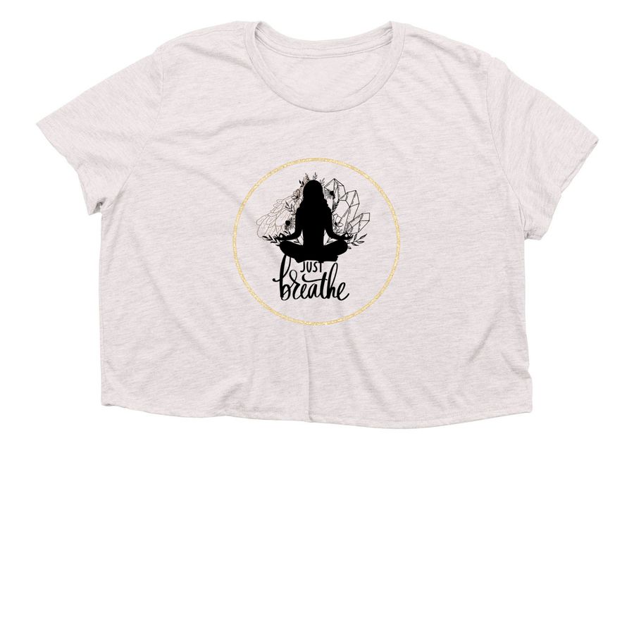 Just Breathe, a Heather Dust Women?s Flowy Cropped Tee