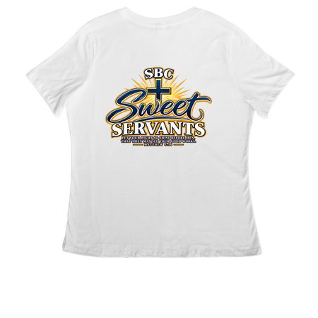 SBC Sweet Servants, a White Women's Relaxed V-Neck Tee