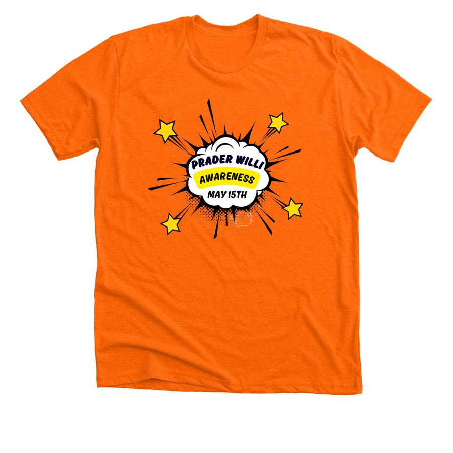 PWS Awareness TEEs for Fiona & Rose's School, a Neon Orange Premium Unisex Tee