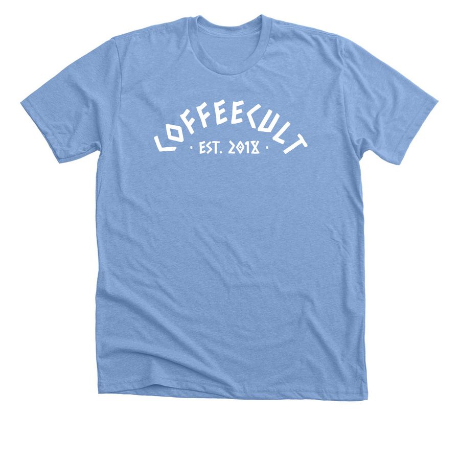 death before decaf&nbsp;, a Heather Carolina Blue Premium Unisex Tee