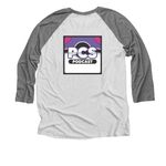 PCS Season 4, a Premium Heather and Heather White 3/4 Sleeve Baseball Tee (back-view)