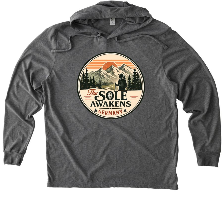 The Sole Awakens (girl hiker), a Aluminum Grey Allmade Eco Triblend Hoodie Tee
