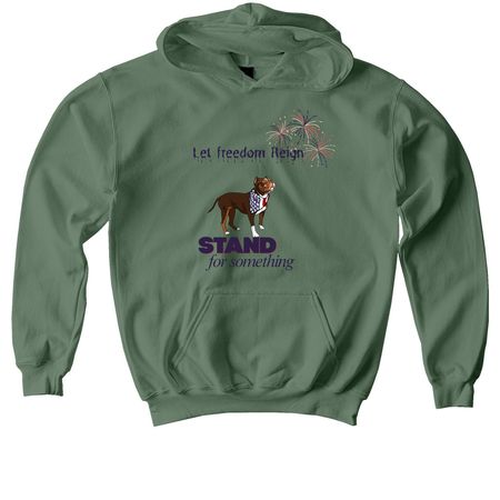 Let Freedom Reign. ??, a Military Green Softstyle Youth Pullover Hoodie
