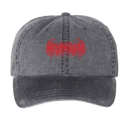Hat, a Black Printed Pigment Dye Baseball Cap