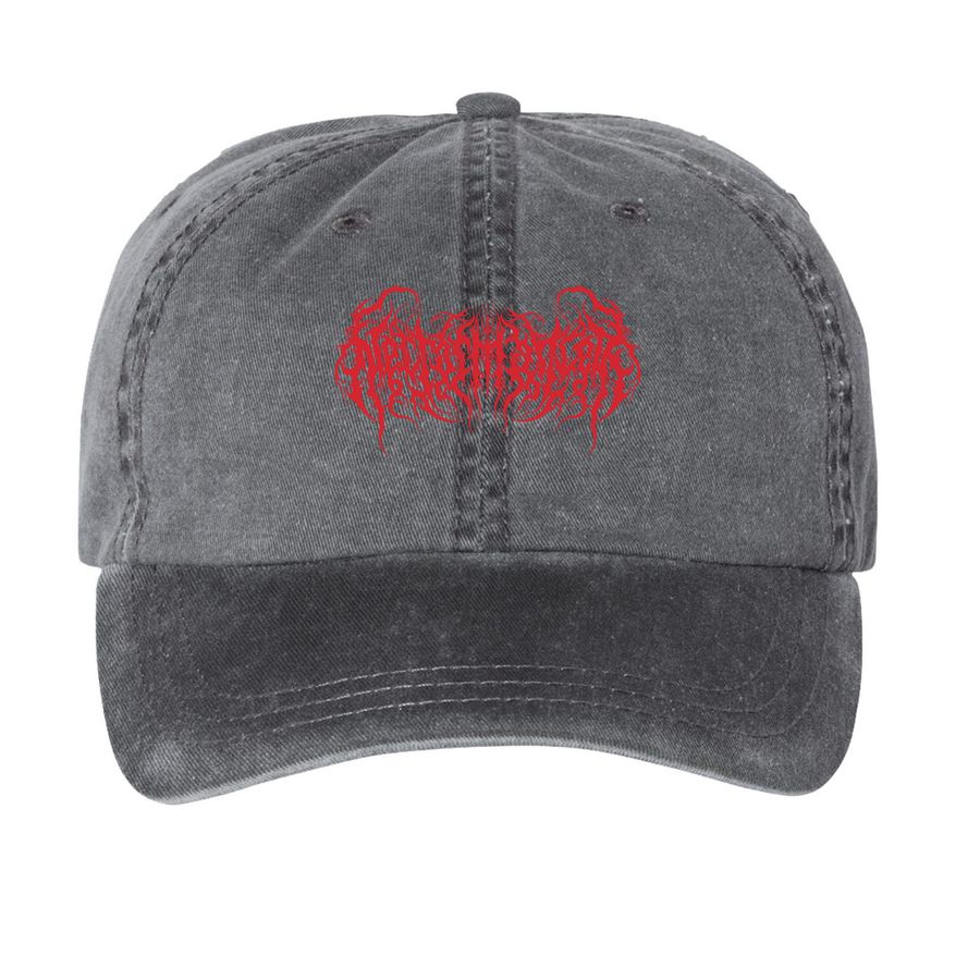 Hat, a Black Printed Pigment Dye Baseball Cap