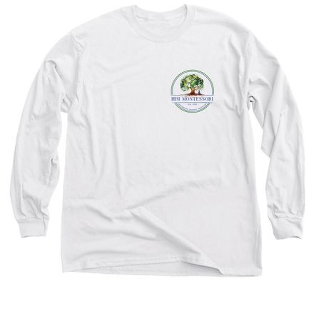 Tree Logo- Adult White with Color Print, a White Classic Long Sleeve Tee