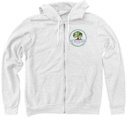 Tree Logo- Adult White with Color Print, a White Zip Up Hoodie