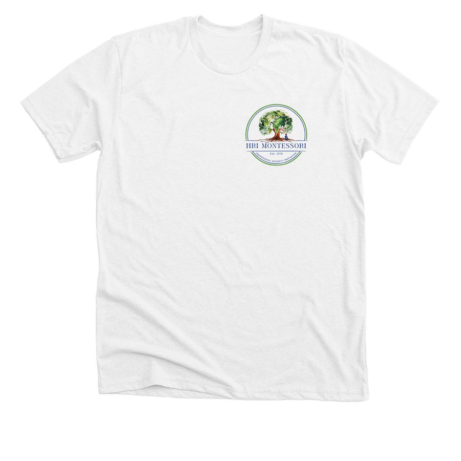 Tree Logo- Adult White with Color Print, a Solid White Blend Premium Unisex Tee