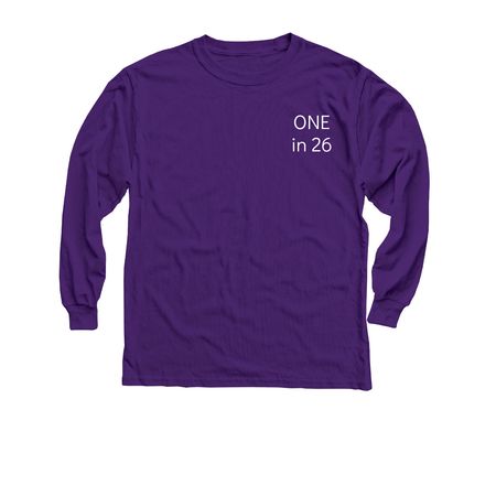Team Lucia: One in 26 - I Wear Purple, a Purple Youth Long Sleeve Tee