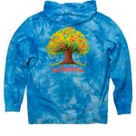 Colorful Design, a Aqua Blue Tie Dye Pullover Hoodie (back-view)