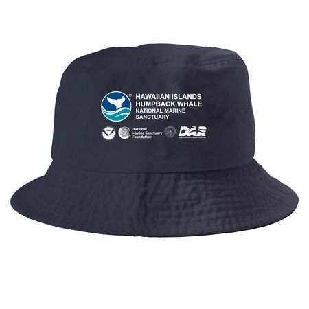 HIHWNMS Logo Hats, a Navy Printed Bucket Hat