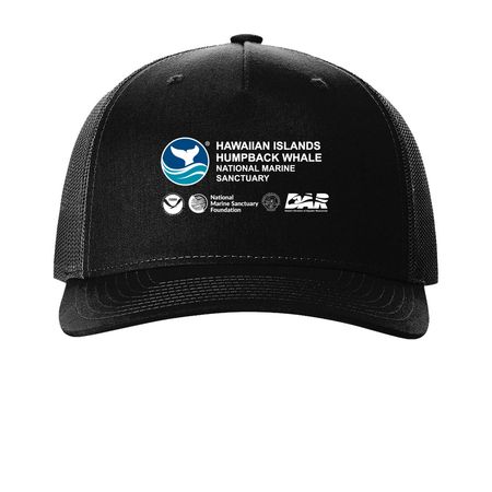 HIHWNMS Logo Hats, a Black Printed Five-Panel Trucker Cap