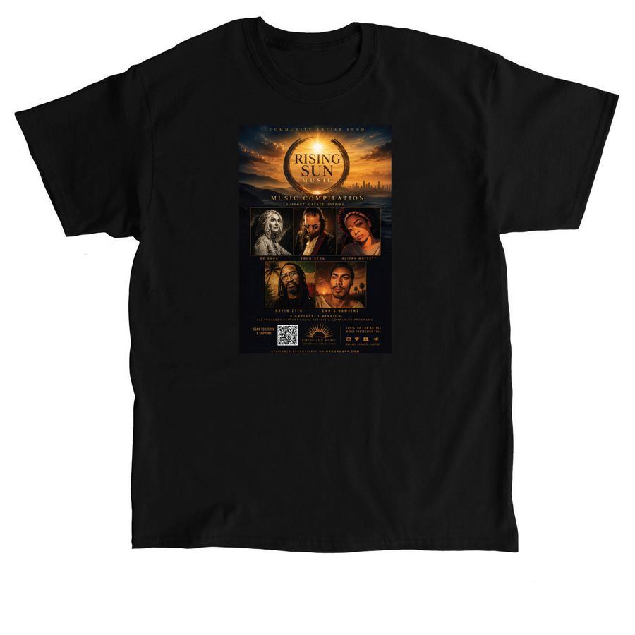 Rising Sun Music Community Artist T-Shirt, a Black Classic Unisex Tee