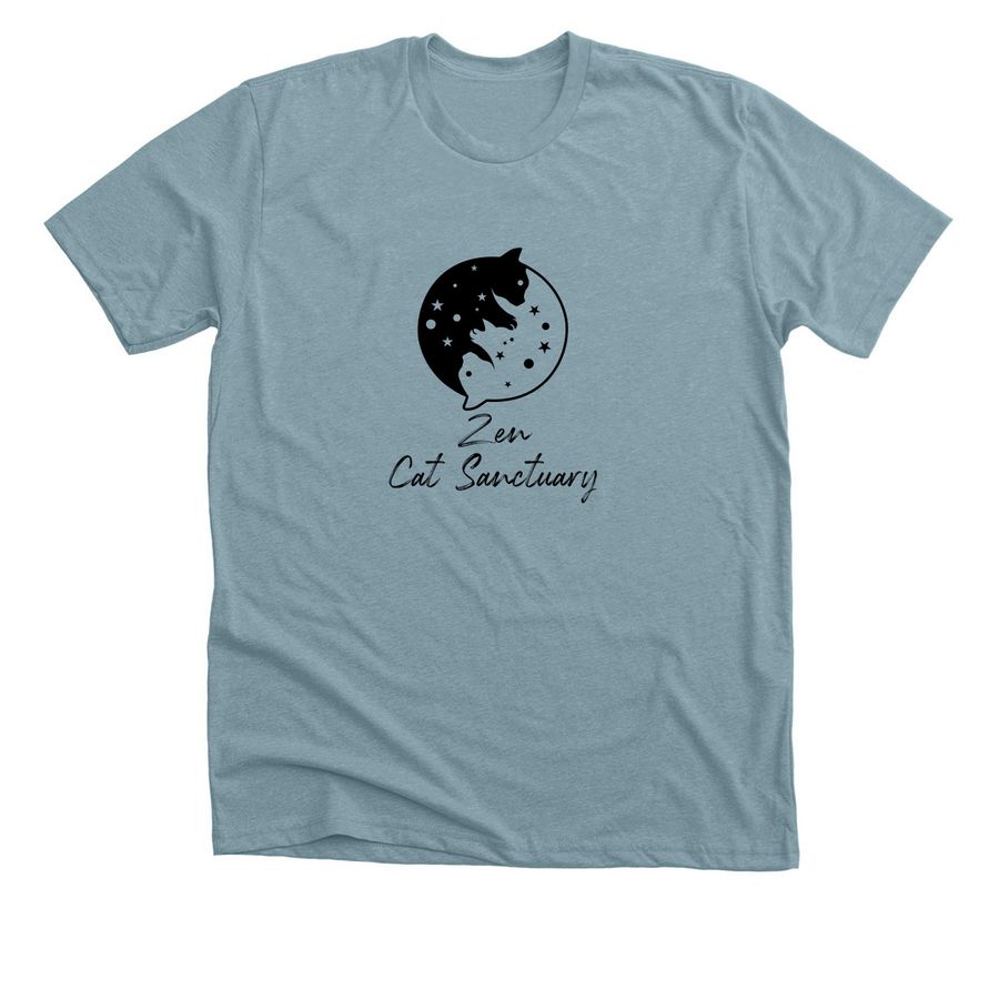 Zen Cat Sanctuary Classic Logo Tee, a Heather Blue Lagoon Premium Unisex Tee