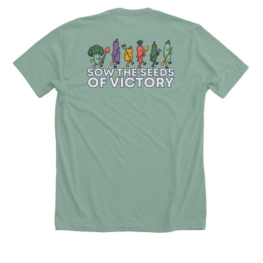 Soldiers of the Soil, a Heather Dusty Blue Premium Unisex Tee (back-view)
