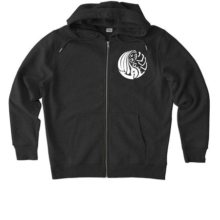 Crane Tiger Hoodie White Logo, a Dark Heather Grey Stanley/Stella Unisex Cultivator 2.0 Zip Up Pullover Hoodie