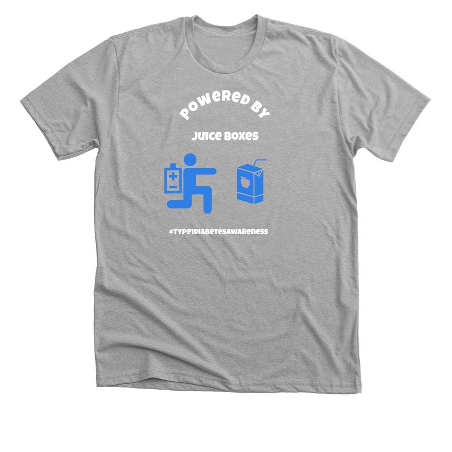 Powered by juice boxes, a Athletic Heather Premium Unisex Tee