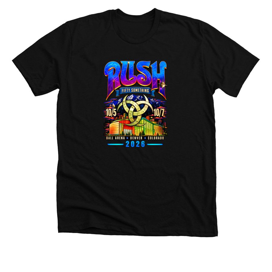Official Rush Tour Denver, CO 2026 T-Shirt ?, a Solid Black Blend Premium Unisex Tee